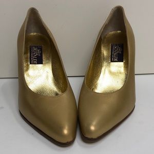 Gianmarco Lorenzi Made in Italy Gold Heel Pump